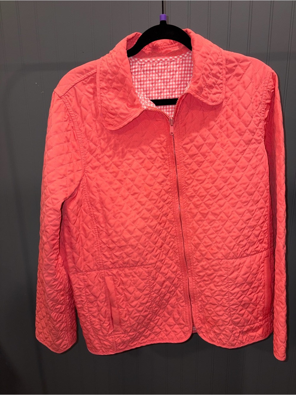 Women’s Quilted Zip Jacket - Coral Pink